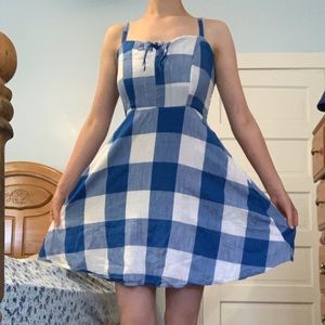 Checkered Blue and White Dress